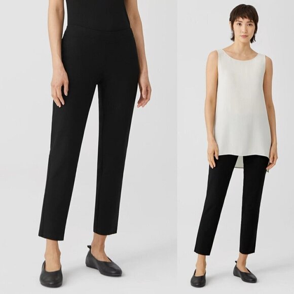 Eileen Fisher System Washable Stretch Crepe Slim Ankle Pant Black Women’s Size S - Picture 4 of 11